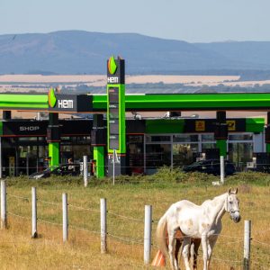 Tankstelle mit Pferden im Harz